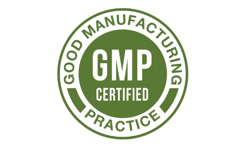 GMP Certified logo indicating that the product meets Good Manufacturing Practice standards for quality and safety.
